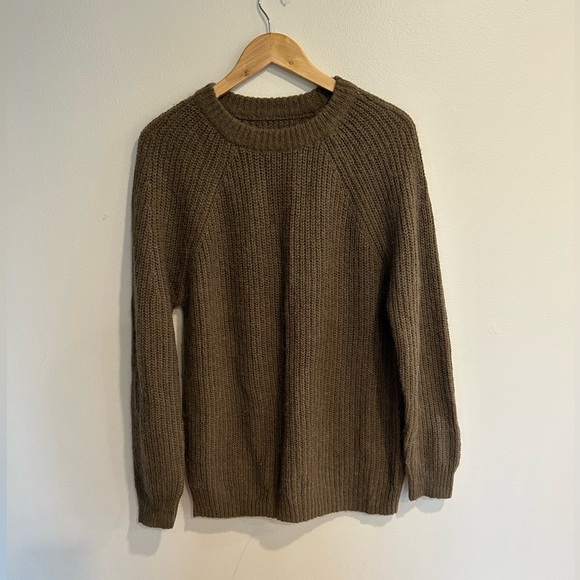 NWOT Oak + Fort men’s sweater crewneck size M khaki green j crew press October - Picture 5 of 10
